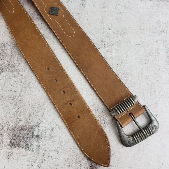 Vintage Banana Republic England Made Leather Belt Wide Western Equestrian Brown - Picture 9 of 13